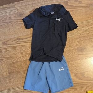 EUC**Puma Navy Polo and Light Blue Shorts Set